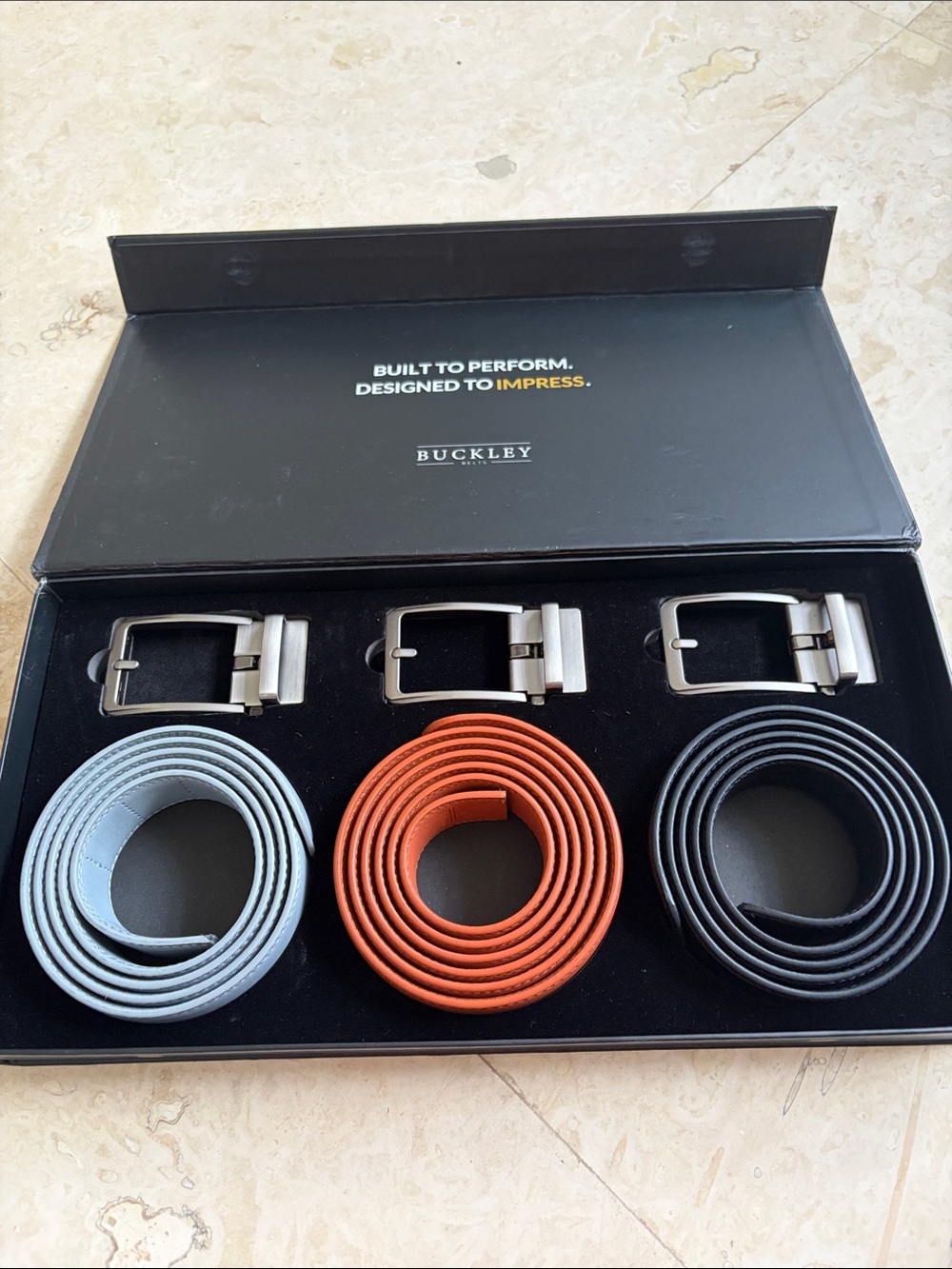 Buckley Interchangeable Belt Set - Grey/Light Brown/Black